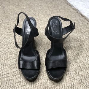 AUTHENTIC YSL STUD EMBELLISHED BLK SANDALS SIZE 10
